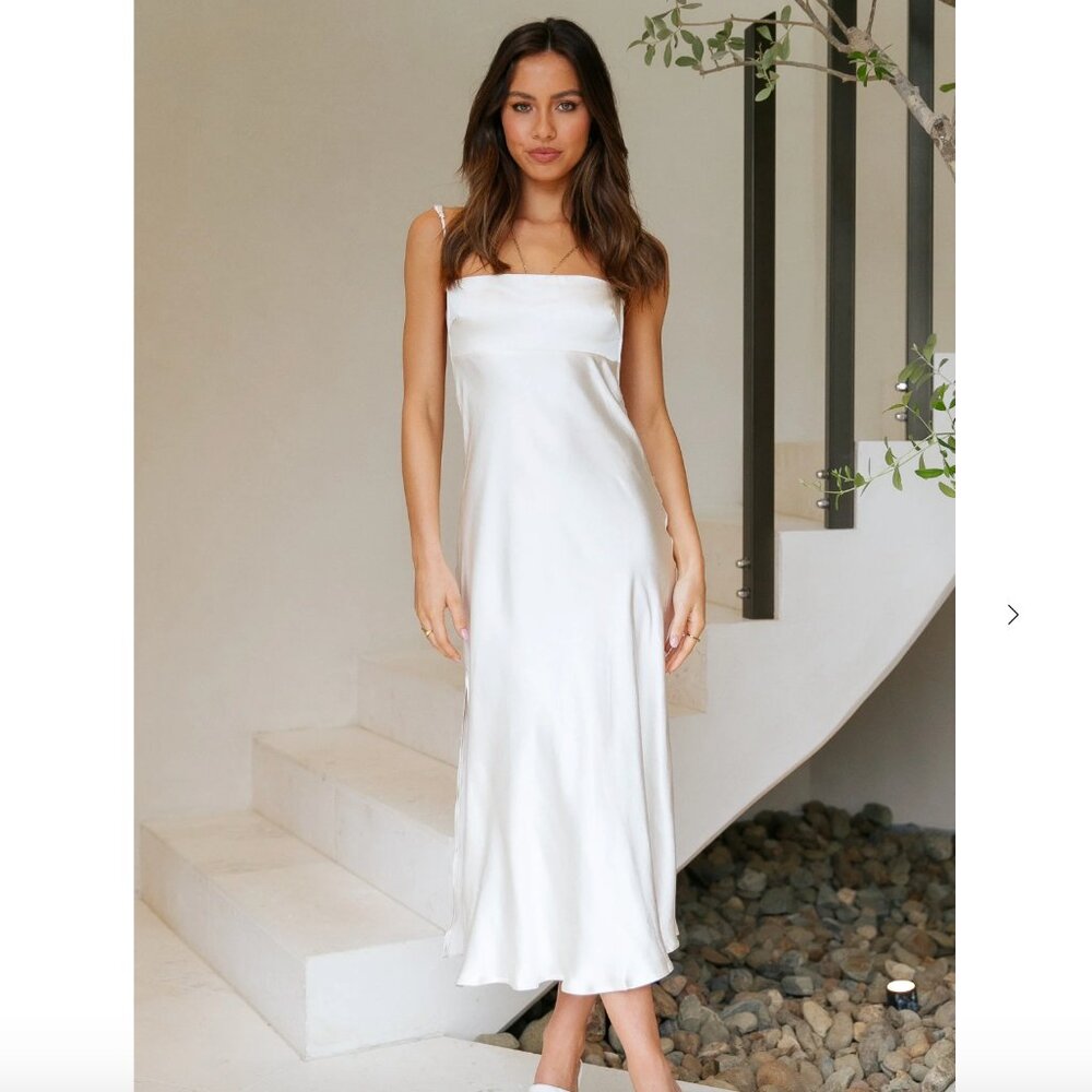 Hello Molly No Advice Midi Dress in Cream/White